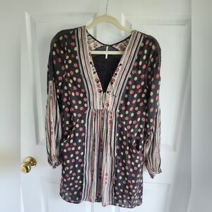 Free People Rain or Shine Pebble Boho Mini Dress Sz Xs
